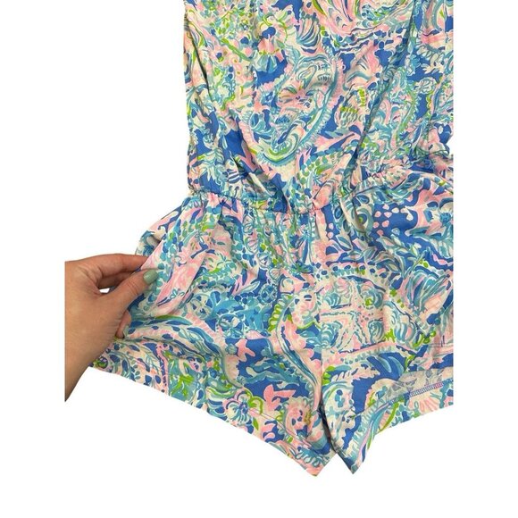 Lilly Pulitzer Ritz Romper Size Small Dream Team Print Shorts Strapless Beach - Picture 2 of 4
